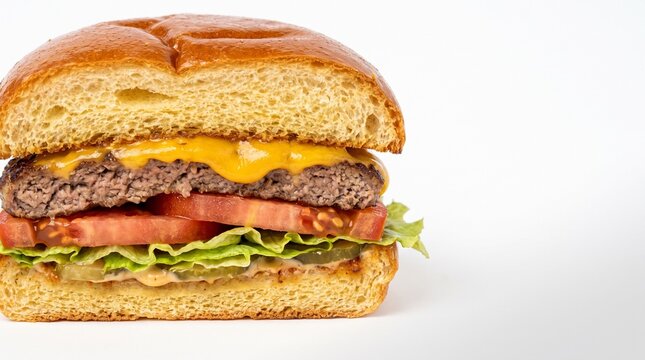 Classic Whole Cheeseburger - High quality food photography of a Whole classic
american cheeseburger with fresh toppings
