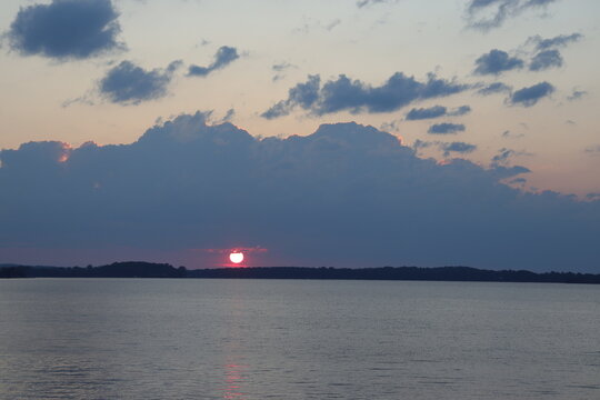 sunset over the river