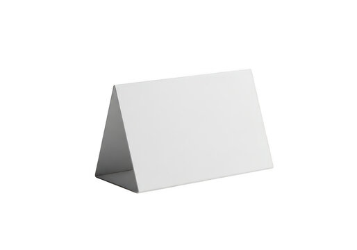 White paper tent card mockup isolated on transparent background