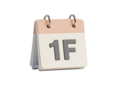 1f calendar icon on a pink background isolated on transparent background