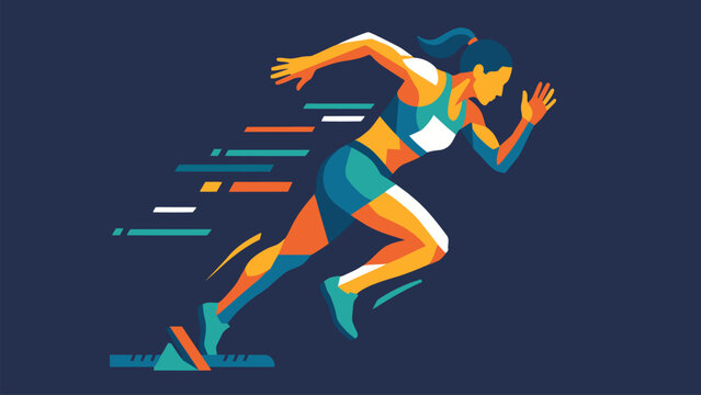 Flat vector illustration of a sprinter running at maximum speed. Perfect for athletics championships, track and field events, marathon promotions, fitness campaigns, and sports branding.
