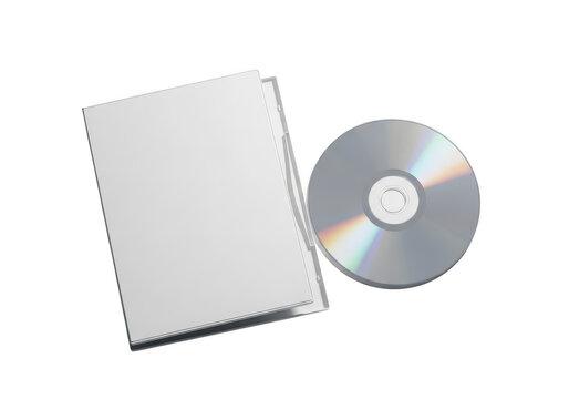 Blank white book and cd disc on a surface isolated on transparent background