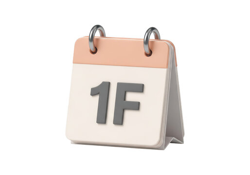 Calendar icon with date one first in orange isolated on transparent background