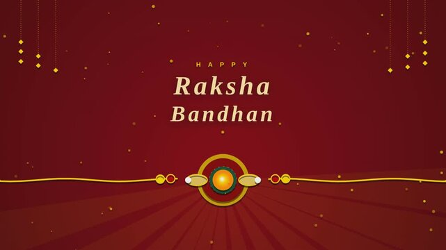 Happy raksha bandhan video with red background with golden particles motion graphic.