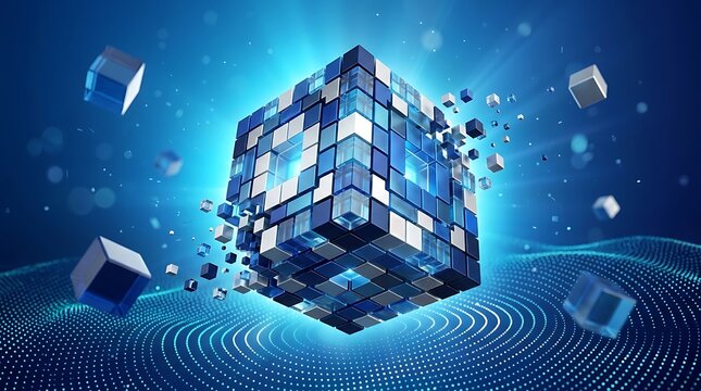 Abstract 3d cube data structure with floating elements