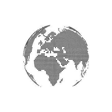Halftone Dot Globe World Map