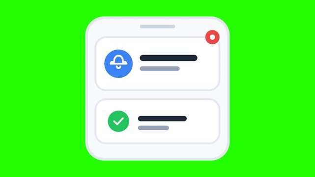 Mobile notification filter interface featuring icons appearing with a smooth pop animation effect
