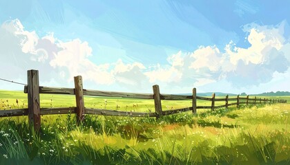Fototapeta premium Wooden Fence in Pasture