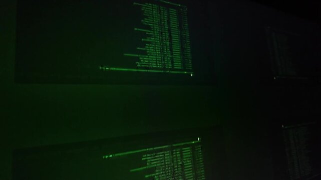 Computer terminal displaying file system directory list close up of a screen