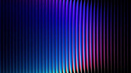 Abstract neon light flowing behind vertical ribbed glass with smooth glowing refraction. Vibrant gradient create futuristic depth and sleek optical illusion for digital innovation concepts. 3d render © 3d_kot