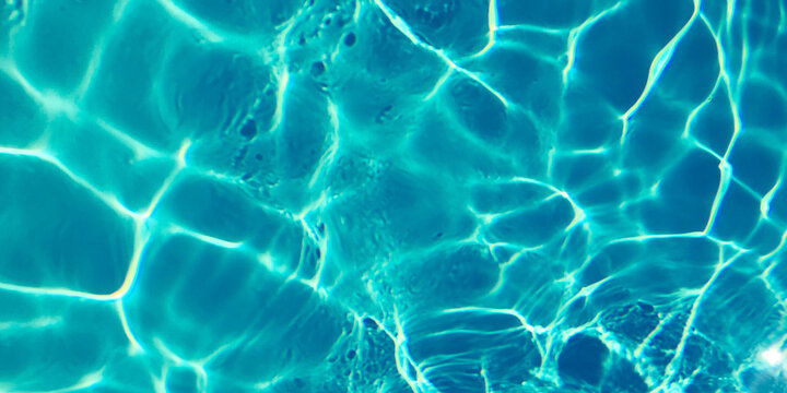 Turquoise water ripples, swimming pool surface, blue ocean background