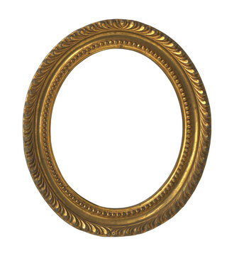 Oval gilded old picture frame with transparent background (png image)	