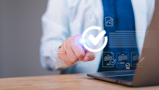 Compliance officer manages digital document approval, workflow automation, document verification, electronic signature, regulatory compliance, quality assurance, records management, process validation