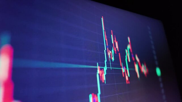 Candlestick financial stock market chart with green and red data points