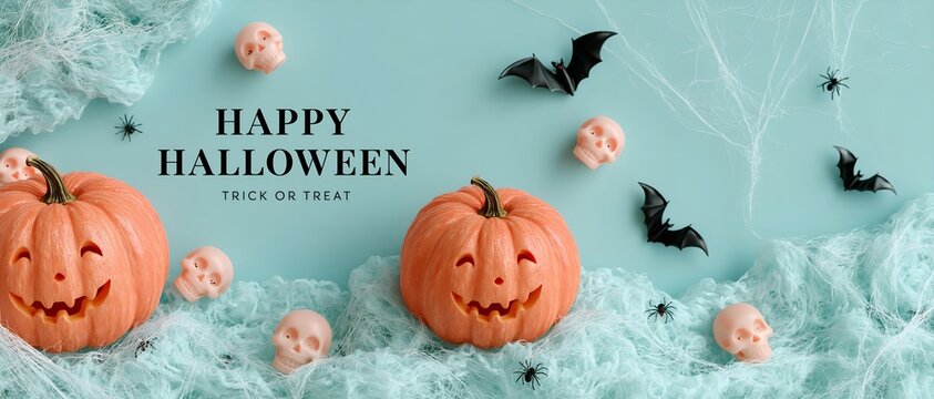 Halloween-themed composition with jack-o'-lanterns
