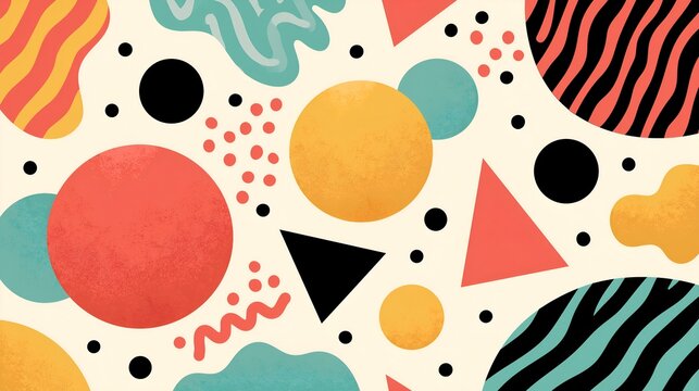 Colorful abstract graphic design with geometric patterns and bold shapes