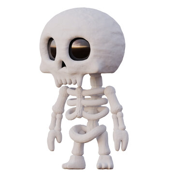 3D Cute Skeleton Character Side View