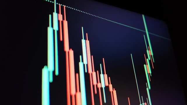 Candlestick trading chart showing volatile market trends financial displaying