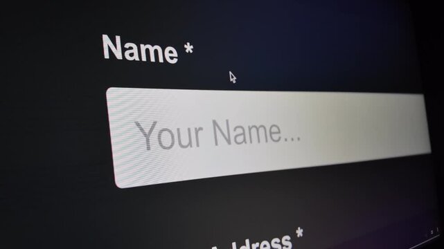 User registration email address field on website form a close up of a web