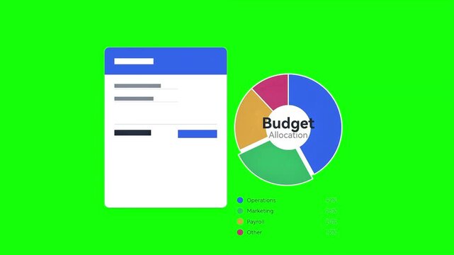 Budget Allocation Pie Chart UI Animation Green Screen