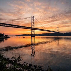 Obraz premium 25 de Abril Bridge in Lisbon at sunset