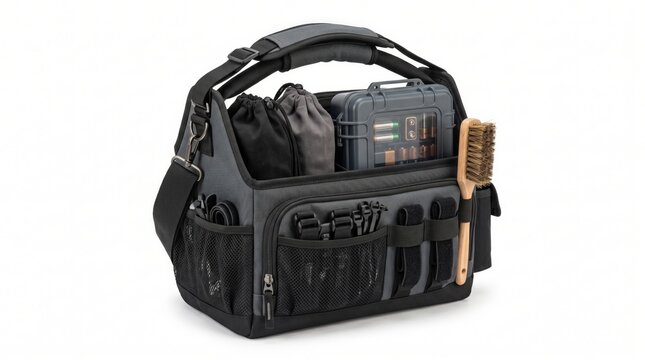 Durable Gray Tool Bag Organizer with Various Compartments and Tools
