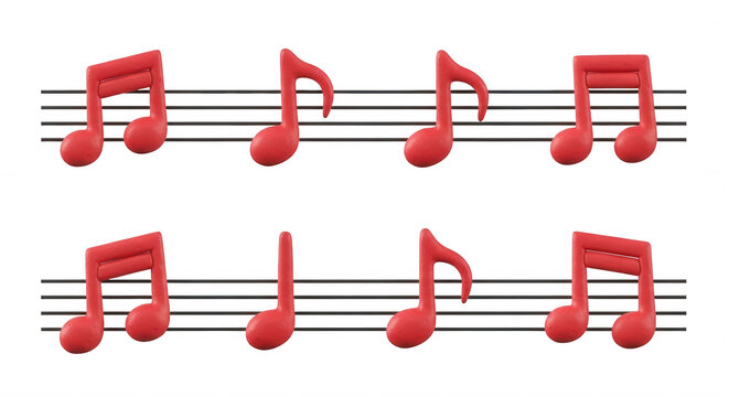 red musical notes arranged on staff music notation with white background music related projects