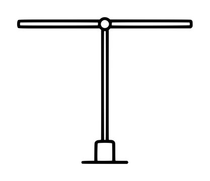 Hand drawn dipole antenna vector icon illustration outline sketch black isolated minimalist line art broadcast signal tower equipment