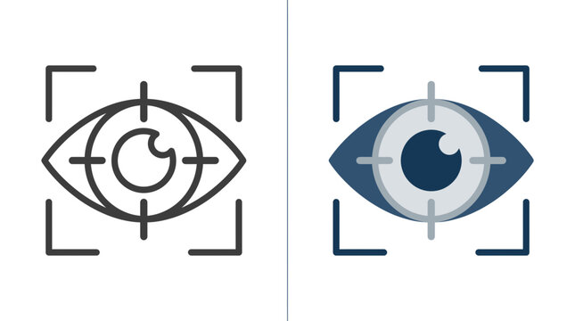 Artificial Intelligence Eye Scan and Biometric Identification Icon for Computer Vision Technology