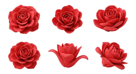 Obraz premium various angles of red clay roses arranged against a white backdrop diy tutorials art projects and crafts