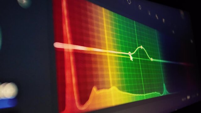 Digital color histogram and waveform monitor interface on computer display davinci resolve