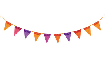 Fototapeta premium Long multicolor party flag garland with triangular pennants