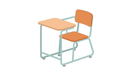 Fototapeta premium Minimalist Isometric Illustration of a School Desk and Chair