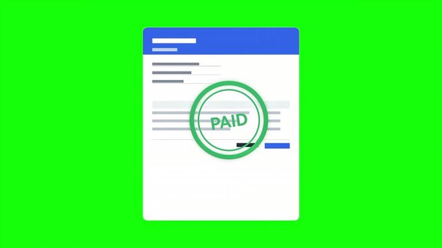 Paid Invoice Stamp UI Animation Green Screen