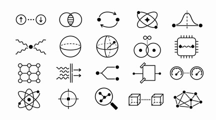 Fototapeta premium Collection of black and white science and technology icons.