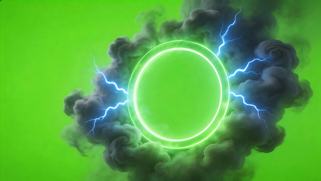 Glowing ring with lightning and smoke