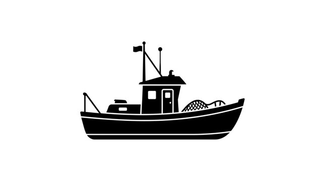 Fishing boat silhouette illustration