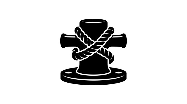 A cleat with rope for mooring a boat, indicating maritime activity and security
