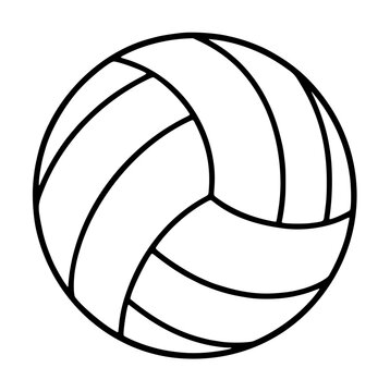 Hand-drawn netball vector icon featuring a classic spherical ball with stitched panel lines in black outline, minimalist monochrome sports illustration for graphic design