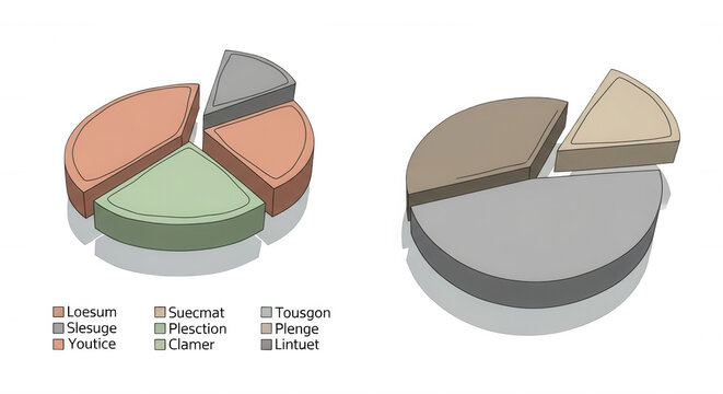 two 3d pie charts in a white background data comparison potentially for presentations or reports