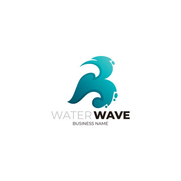 B logo and wave design vector, logo of waves forming the letter B