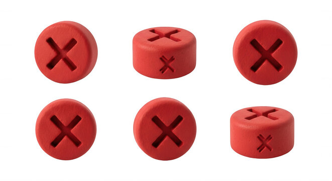 red x buttons arranged in a grid isolated on a white backdrop symbolizing negative choices or errors useful for ui design