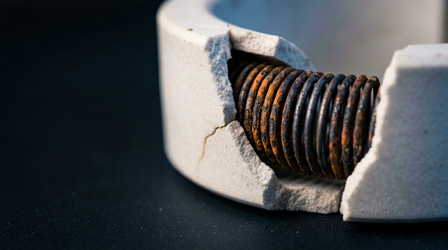 Cracked ceramic heater band exposing oxidized nichrome wire coil