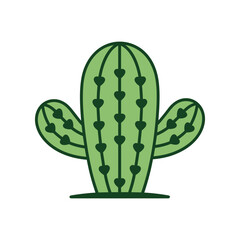 Cute Cactus with Heart Pattern. A charming illustration of a green cactus with a unique pattern of small hearts adorning its surface, presented in a clean graphic style. © Joba Vector Studio
