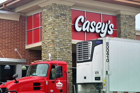 A Casey's General Store and service station located in a Chicago suburb. Casey's provides self service petroleum products and convience store food, beveridge and some general merchandise items..