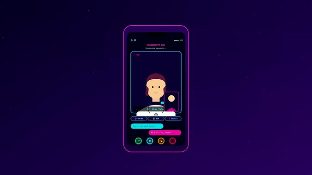 An animated telehealth consultation screen glows on a virtual smartphone displaying a friendly doctor avatar alongside interactive message boxes for patient communication.