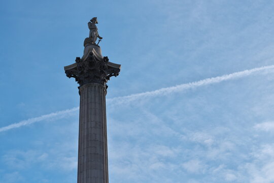 London, UK - May 15, 2026: Nelson's Column in Trafalgar Square in the Morning sun