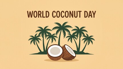 Fototapeta premium A flat illustration celebrating World Coconut Day. 