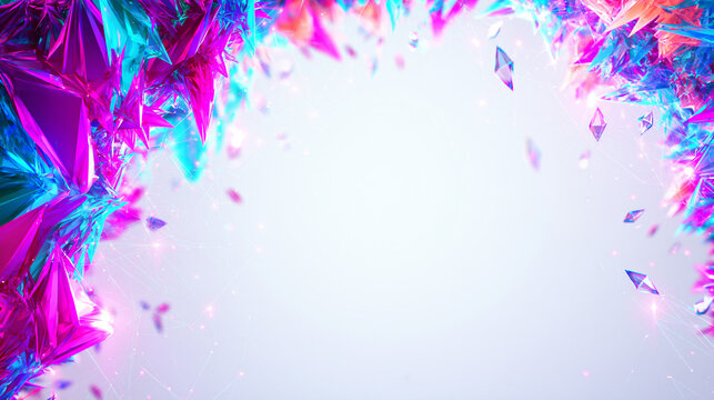 Abstract Vibrant Crystal Frame Background with Copy Space