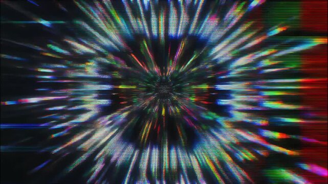 Abstract tunnel with distorted light and glitch
